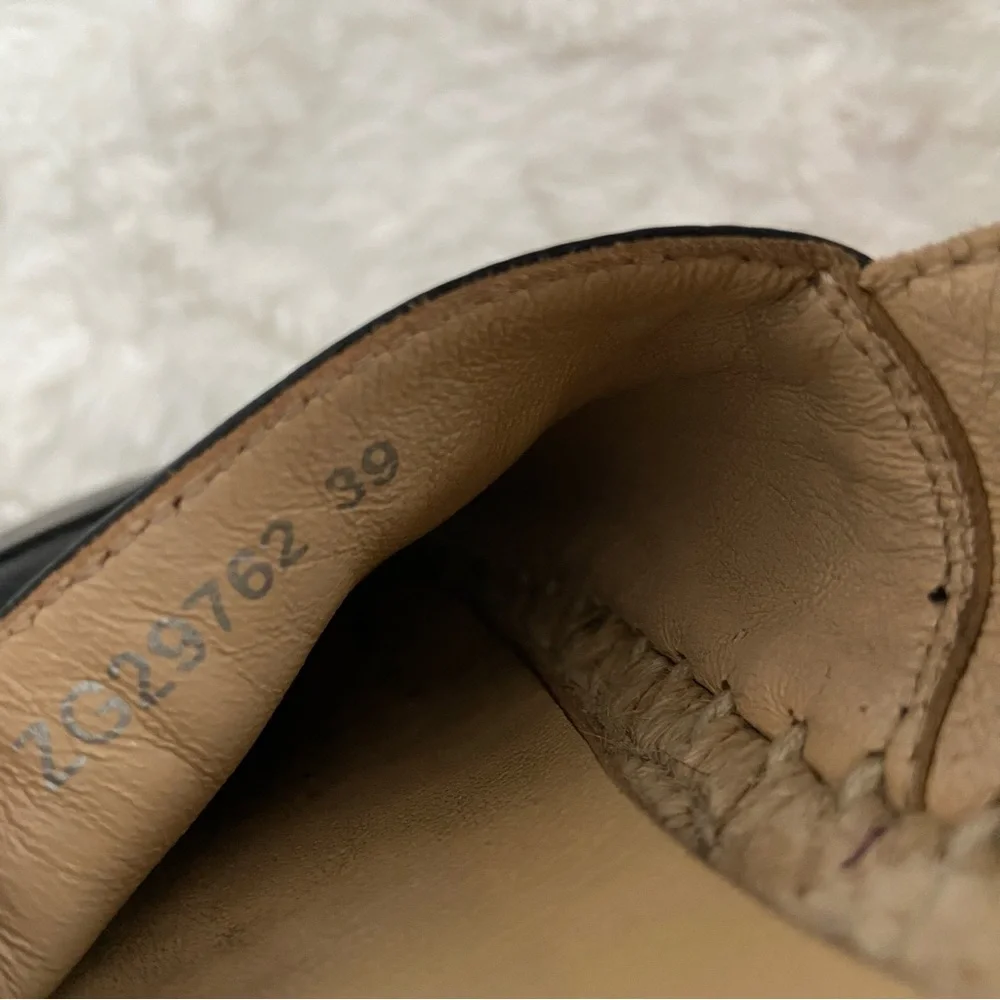 Chanel Black Lambskin Leather Espadrilles Flats Slip on CC Logo